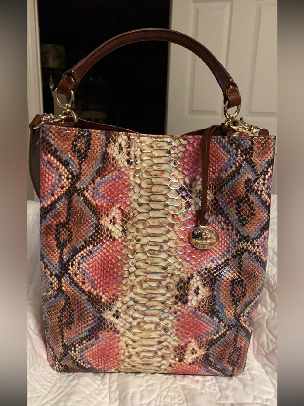 Brahmin Amelia Bucket Bag in Opal Ember Reina